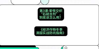 第3节：【核武药剂】爱恨交织的&ldquo;石硫合剂&rdquo;，到底该怎么用？，课程：《经济作物冬季清园&middot;实战防坑指南》#识农AI